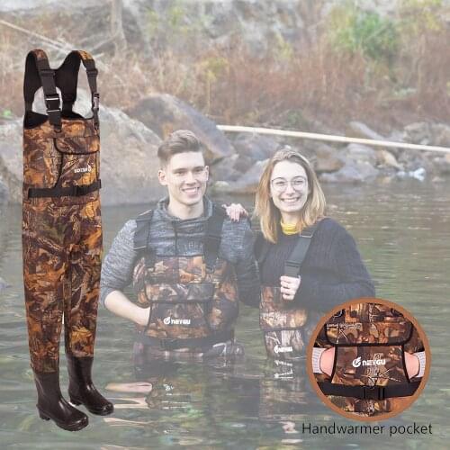 Neygu 5mm Neoprene chest wader attached rubber boots Insulated neoprene thermal function promise your ice fishing warm in water