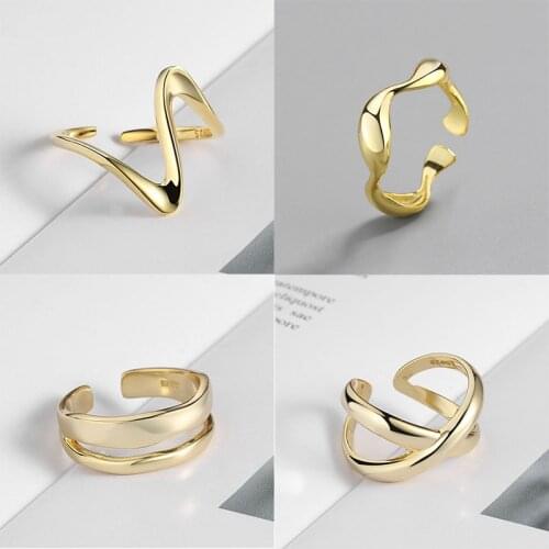 VENTFILLE 925 Sterling Silver Open Adjustable Rings for Women New Trendy Elegant Creative Irregular Design Party Jewelry