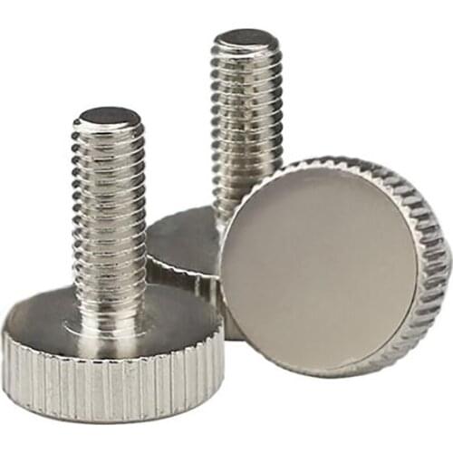 10Pcs M3 M4 M5 Round Flat Head Knurled Thumb Screw Hand Tighten Adjust Computer Bolts Ni-Plated Carbon Steel