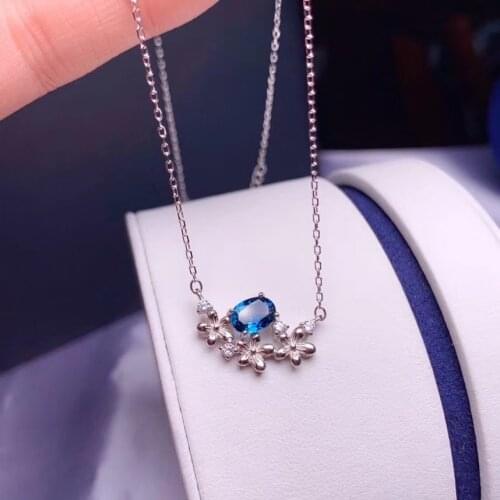 CoLife Jewelry 100% Natural Topaz Silver Necklace 5*7mm VVS Grade Topaz Slver Necklace 925 Silver Topaz Jewelry Gift for Wife