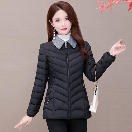 Women 2021 Winter Solid Cotton Coat Lady Short Plus Size Cotton Padded Jacket Female Casual Warm Thick Loose Outwear X59