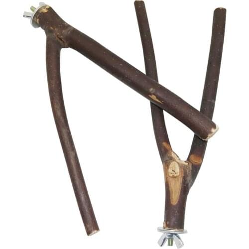 1 Pcs 15cm Pet Parrot Raw Wood Fork Tree Branch Stand Rack Toy Hamster Branch Perches For Bird Cage
