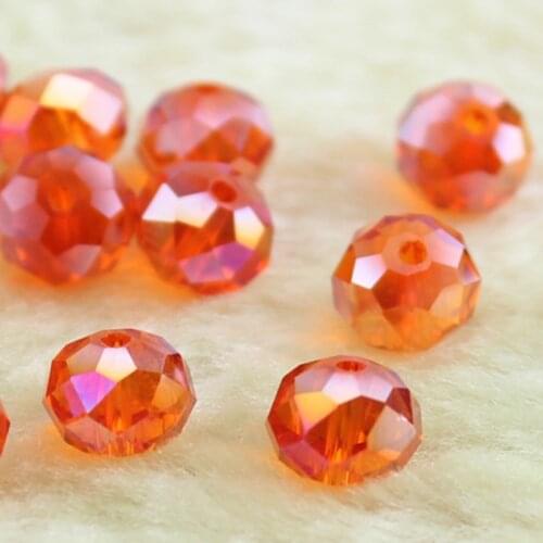 100PCS 8MM Austria Crystal Bead Rondelle Loose Faceted Glass Beads Spacers Beads for Bracelet Jewelry Making