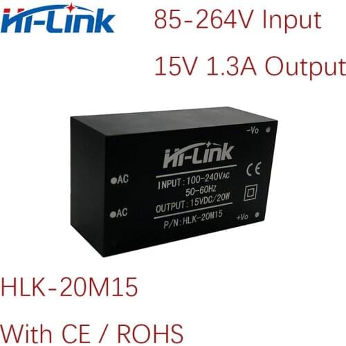 2pcs/lot 85-264v to 15V 1.3A 20W output ac to dc power converter pcb mini switch power supply HLK-20M15