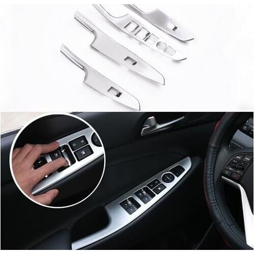 4 Pcs/Set ABS Chrome Car Interior Decoration Door Window Switch Cover Trims For LHD for Hyundai Tucson 2015 2016