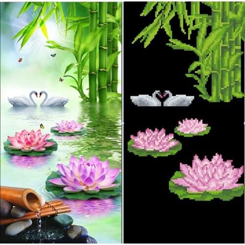 5D DIY Diamond Painting Needlework Diamond Mosaic Diamond Embroidery swan Pattern Hobbies and Crafts Home Decor flowers