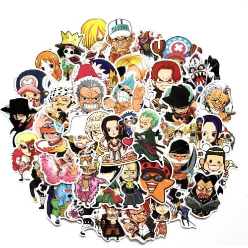 48/60/100pcs Anime ONE PIECE Stickers for Skateboard Fridge Guitar Motorcycle Luggage DIY Waterproof Cool Decal Stickers Kid Toy
