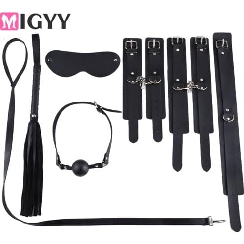 BDSM Bondage Restraint Fetish Collar Chain Handcuffs Whip Mouth Gag Bondage Toys Adult Game Props Slave Cosplay SM Toys