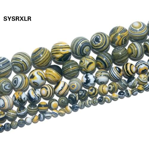 Free Shipping Natural Stone Yellow Stripes Malachite Round Beads For Jewelry Making DIY Bracelet Necklace 4/6/8/10/12 MM Strand