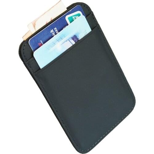 100% Cowhide Leather Vertical Flat Matt Frosted Color Card Holder Glossy credit Round Corner Vintage Genuine Leather card case