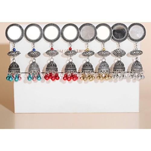 Gypsy Ethnic Silver Color Long Beads Earrings For Women Round Mirror Dangle Earrings Afghan Mexico Indian Jewelry