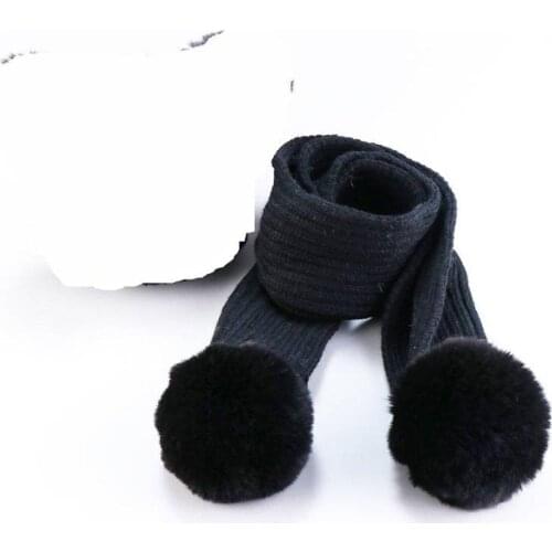 European And American Imitation Rabbit Fur Ball Double Fur Ball Long Scarf Knitted Warm And Windproof Knitted Scarf