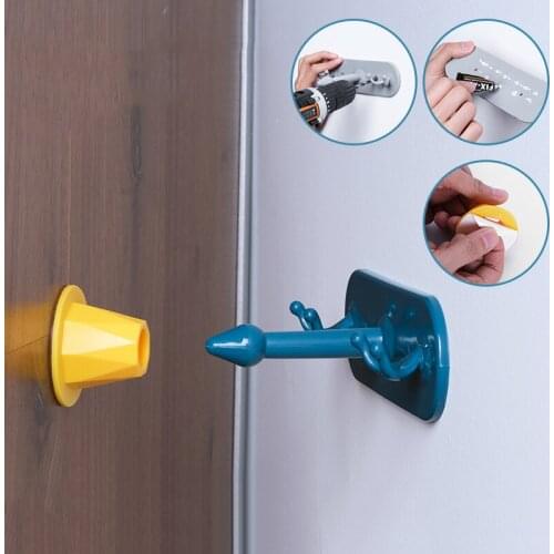 HOT Suction Door Stopper Plus Hook Multifunctional Adhesive Silicone Door Holders Nails Available Punch-free