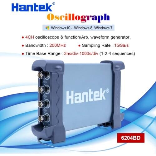 Hantek 6204BD 4CH USB PC Oscilloscopes 200MHz Oscillograph USB PC With 25MHz Signal Generator