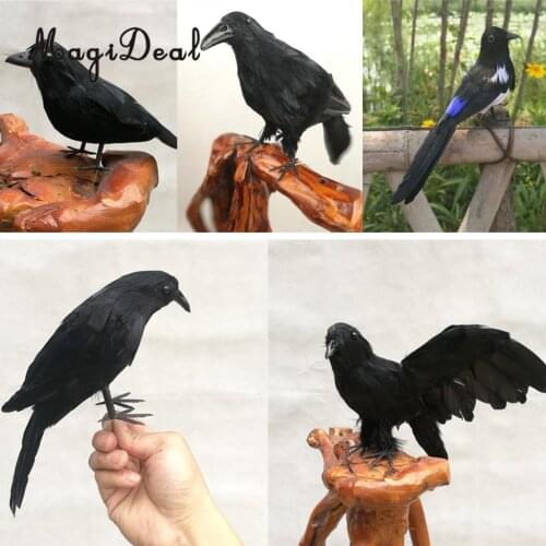 Vivid Fake Artificial Birds Raven Magpie for Coffee Shop Pub Bar Home Decoration