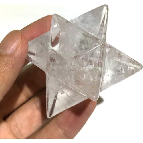 4 cm Natural White Clear Quartz Merkabah Pendulum Crystal Stones Merkaba Stars Pendant Jewelry Necklace Healing Energy Minerals