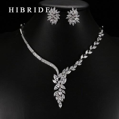 HIBRIDE Jewelry 2017 New Style Rhodium Plated AAA CZ Jewelry Set,Earrings Necklace Party Jewelry Set for Women Bridal S-20