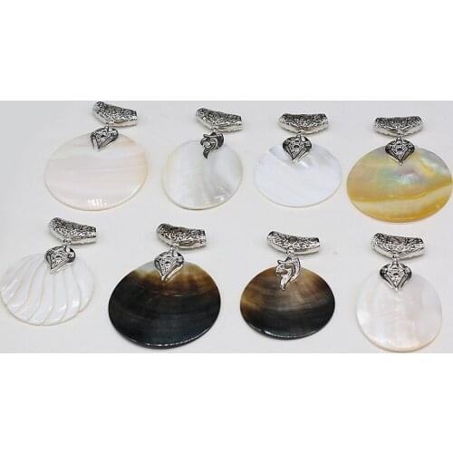 Natural Freshwater Shell Round Pendant for Jewelry Making Supplies DIY Necklace Accessories Size