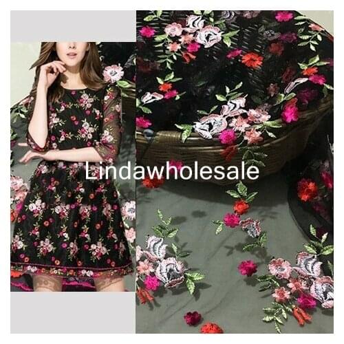 Lace fabric embroidery flower clothing fabrics high-end dress skirt material,130cm*90cm(1yard)/lot