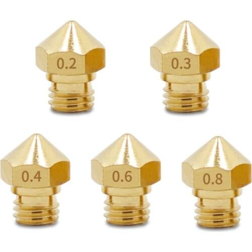MK10 3D printer Reprap Makerbot2 M7 Brass Nozzle 0.2/0.3/0.4/0.5/0.6/0.8mm For 1.75mm Filament Screw thread