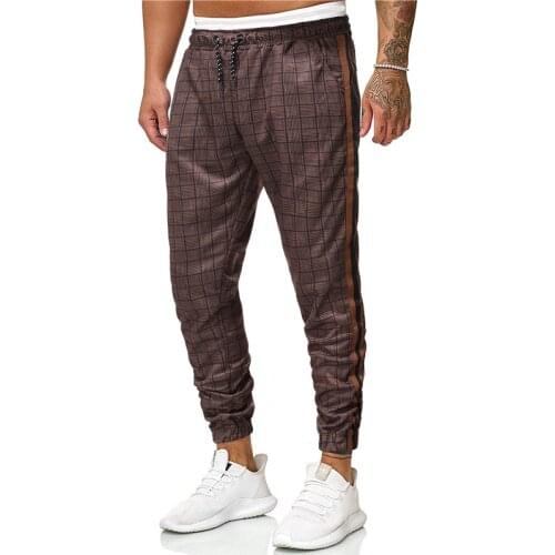 Men Checked Trousers Plaid Gentleman Pants Mens Sweatpants Joggers Loose Hip Hop Casual Trousers Mens Increase Eurocode Pants