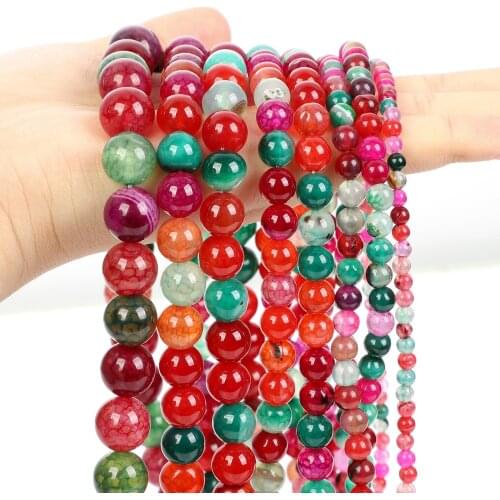 Natural Stone Red Tourmaline Agates Rubellite Agate Round Loose Spacer Beads For Jewelry Making DIY Bracelets Accessories 4-12MM
