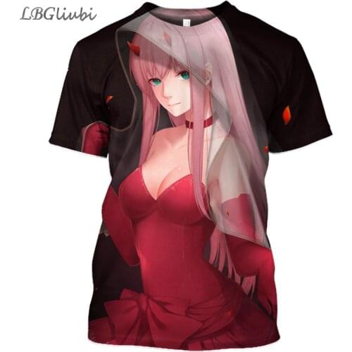 New 3D printing sweetheart FranXX anime T-shirt men and women fashion casual T-shirt Harajuku short-sleeved mens sports T-shirt