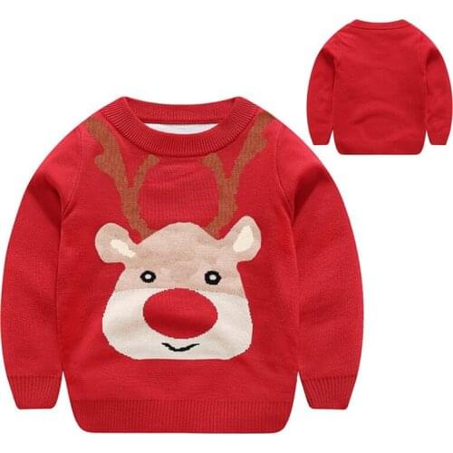 Autumn Winter Childrens Christmas Sweater Boy Girs Baby Deer Round Neck Pullover Thickened Base Sweater