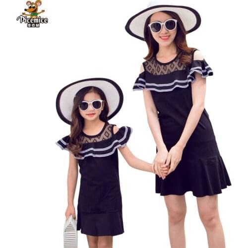Mother Daughter Dress Clothes Family Matching Outfits Fashion Lace Family Clothing 2020 Summer Style Women Girl Dresses