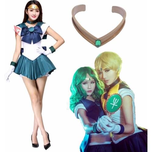 Anime Sailor Neptune Cosplay Costume custom made Michiru Kaioh Dress for child adult Halloween set