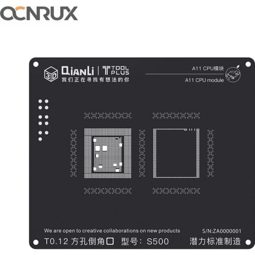 QIANLI iBlack 3D A8 A9 A10 A11 A12 CPU Module BGA Reballing Square Hole Stencil for iPhone 6-X