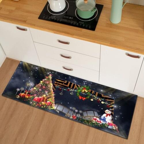 Christmas Kitchen Mat Entrance Doormat Home Bedroom Floor Decoration Living Room Rug Non-slip Absorbent Bathroom Carpet