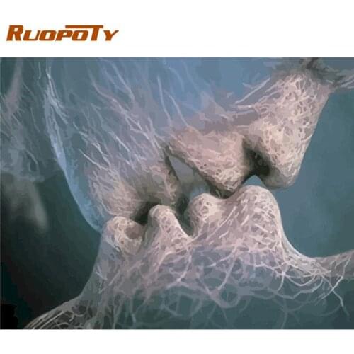 RUOPOTY 60x75cm Frame Painting By Numbers For Adults Kiss Figure Picture Oil Paint By Number Modern Home Wall Art Photo