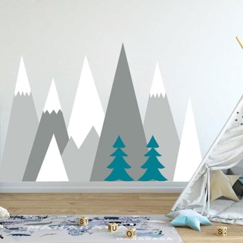 Mountains Wall Decal Nursery Crib Mountain Boy Girl Pattern for Kids Toddlers Room Vinyl Wall Stickers Self Adhesive LC1645