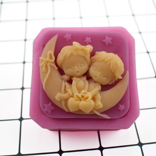 3D Moon Boat Lovers Boy Girl Heart Valentine Wedding Silicone Soap Mold Handmade Craft Art Mould Soap DIY Mould Soap Making Mold