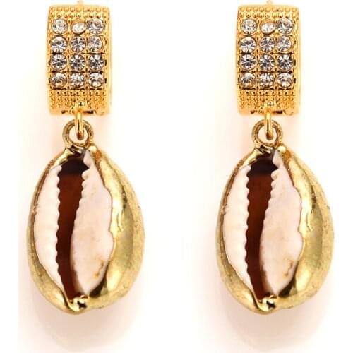 Gold/Real Shell dangle Earrings Gifts Jewelry Papua New Guinea wedding bridal gifts dropship (not same size/random delivery )