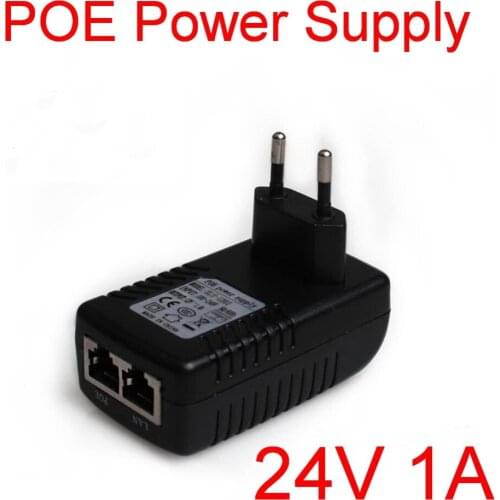 High Quality 100pcs DC 24V 1A Wall Plug POE Injector Ethernet Adapter IP Phone / Camera Power Supply DHL Free shipping
