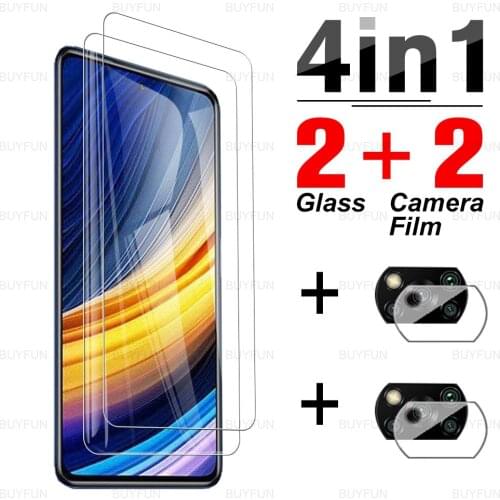 4in1 Cover Tempered Glass On For Xiaomi Poco X3 Screen Protector For poco poko x3 m3 pro x3nfc x3gt f3 Phone Camera Lens Film