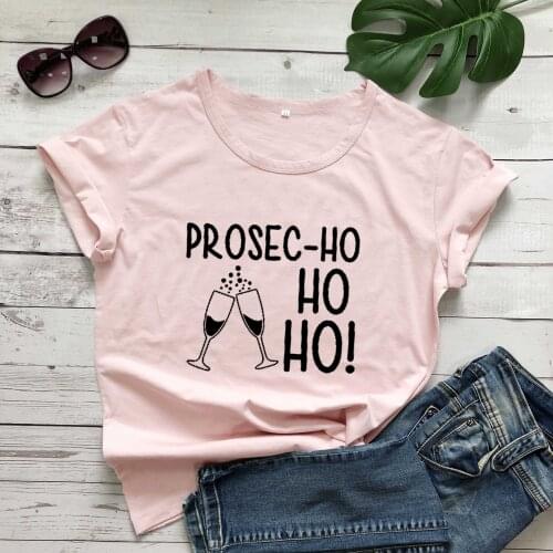 Prosec-Ho Ho Ho Women T-Shirt Cotton Casual Short Sleeve Tees Fashion Christmas Gray Female Clothing Harujuku O Neck Girls Tops