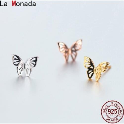 La Monada Butterfly Minimalist Sterling Silver Stud Earrings Women Fine In 925 Silver Jewelry Woman Earrings Stud Silver 925