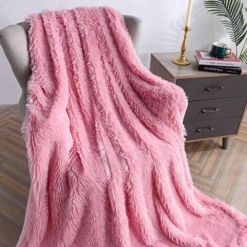 Winter Pink Hairy Shaggy Bed Blanket For Kids Adult Soft Flannel Microfiber Long Plush Fuzzy Throw Blanket Fleece Sofa Bed Cover