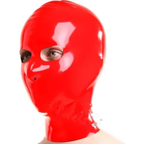 100% Latex Black Hood Mask Rubber Hood Mask Cosplay Black Mask with Zip on Back for Party Halloween props