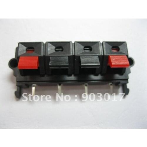100 Pcs 58mmx20mm 4pin Red and Black Spring Push Type Speaker Terminal Board Connector WP4-19