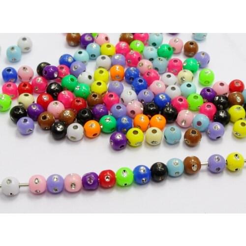 1000 Mixed Colour Sparkling Silver-plate Dots Acrylic Round Beads 4mm