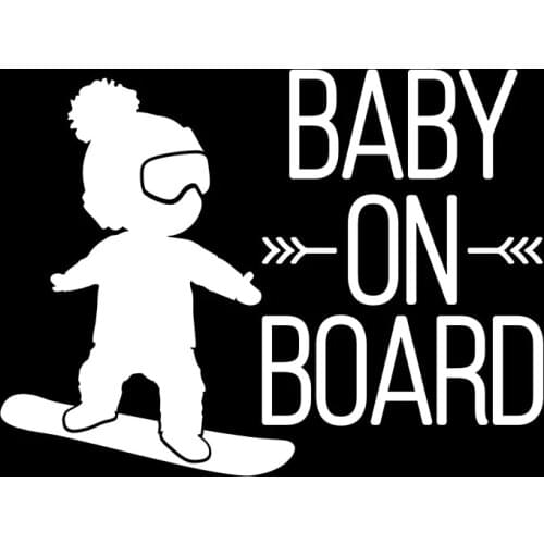 16CM*12CM White Black Baby on Board Car Decal,BOY on Snowboard KK Vinyl Car Stickers Cool Car Accessories Window Decor