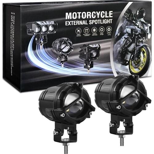 2Pcs M3 Car Spotlights LED External Work Light Yellow White Dual Color Hi/ Low Beam Headlight Fog Lights for Auto Car Motorcycle