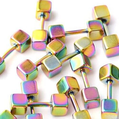 2 Piece Free Shipping Fashion Ear Nail Earring Piercing Square Stainless Steel Tragus Ear Piercing Body Jewelry