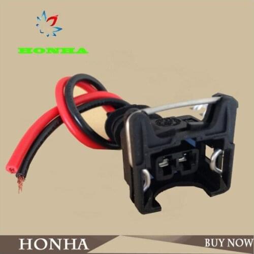 2 Way Female Fuel Injector Wire harness Auto Electrical 850cc Connector 90980-11875 6189-0611 with 20cm 16AWG black and red wire