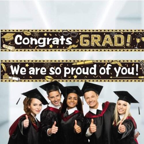 2020 Graduation Party Banner Golden Shining We Are So Proud Of You Paper Hanging Banner For 2020 Graduation Party Decor