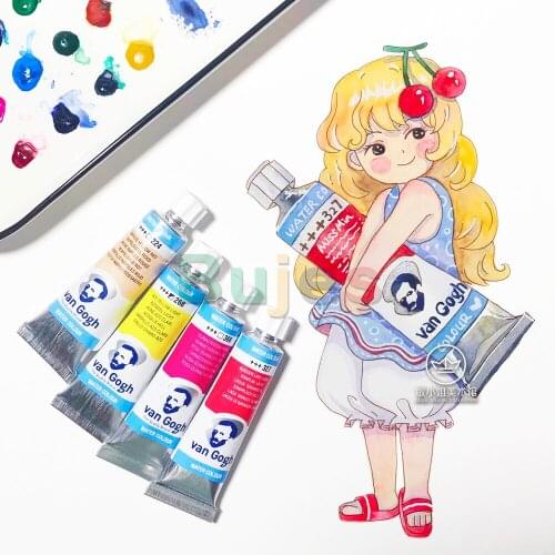 Van Gogh Watercolor Paint Tube Single 10ml, Yellows Reds Purples, for Beginners and Students Painting Professional Aquarela